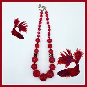 KATE SPADE Red Chunky Acrylic Retro Necklace